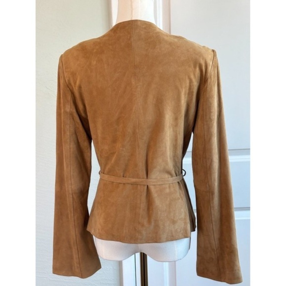 NEW Express Genuine Suede  Tie Waist Jacket Camel Tan Size M 90s Y2K Consign - Picture 4 of 14